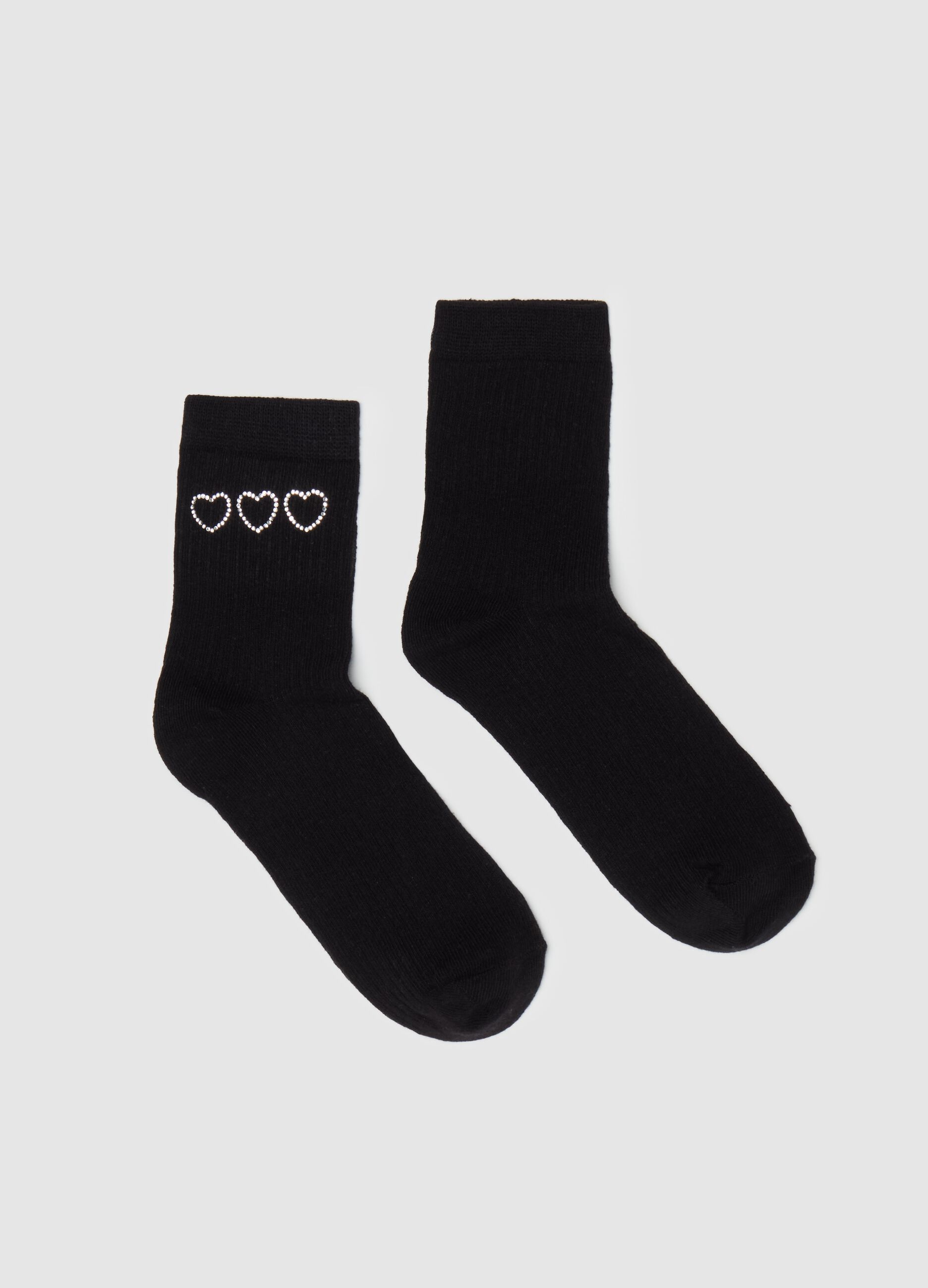 Socks with diamanté heart