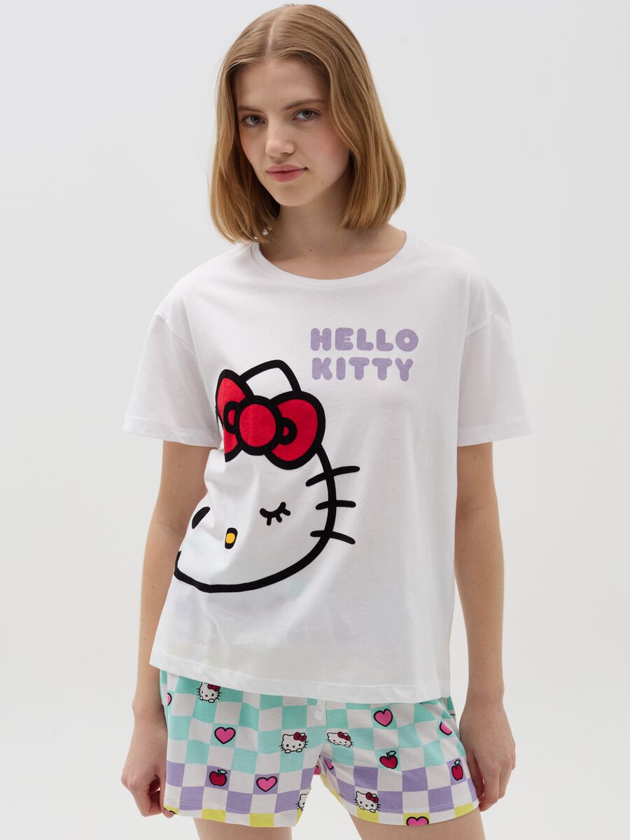 Pigiama in cotone con stampa Hello Kitty_0