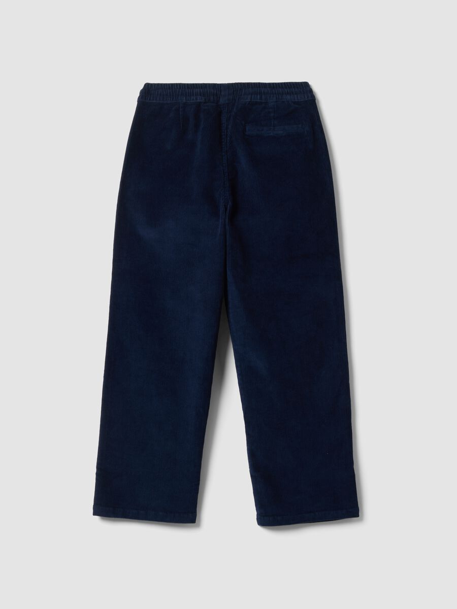 Blue ribbed relaxed-fit joggers in stretch cotton_2