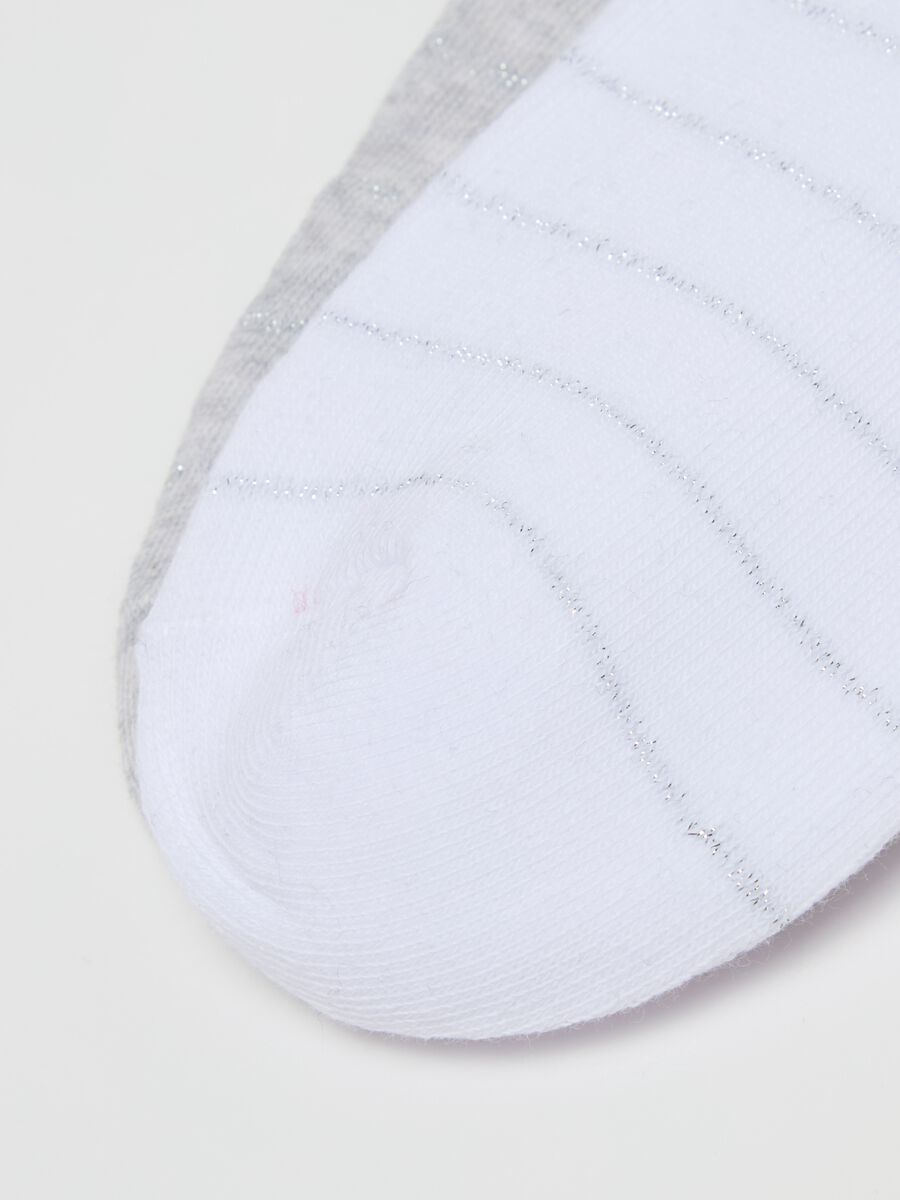 Three-pair pack short striped socks in lurex_2