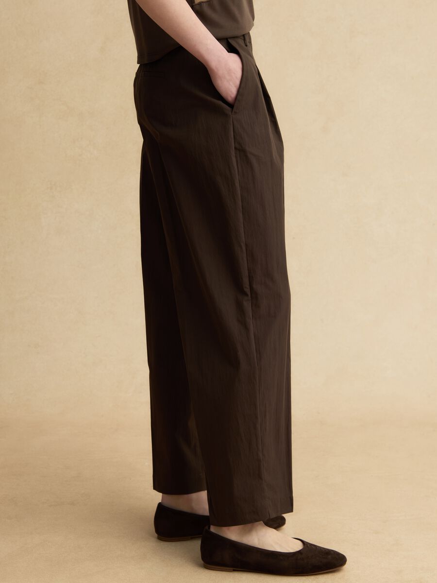 Pantaloni in misto cotone marroni straight fit_3