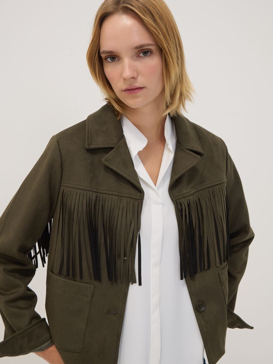 Green fringed jacket with patch pockets_2