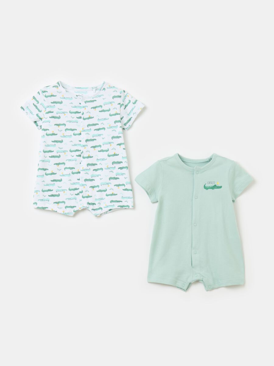 Two-pack romper suits in organic cotton with print_0