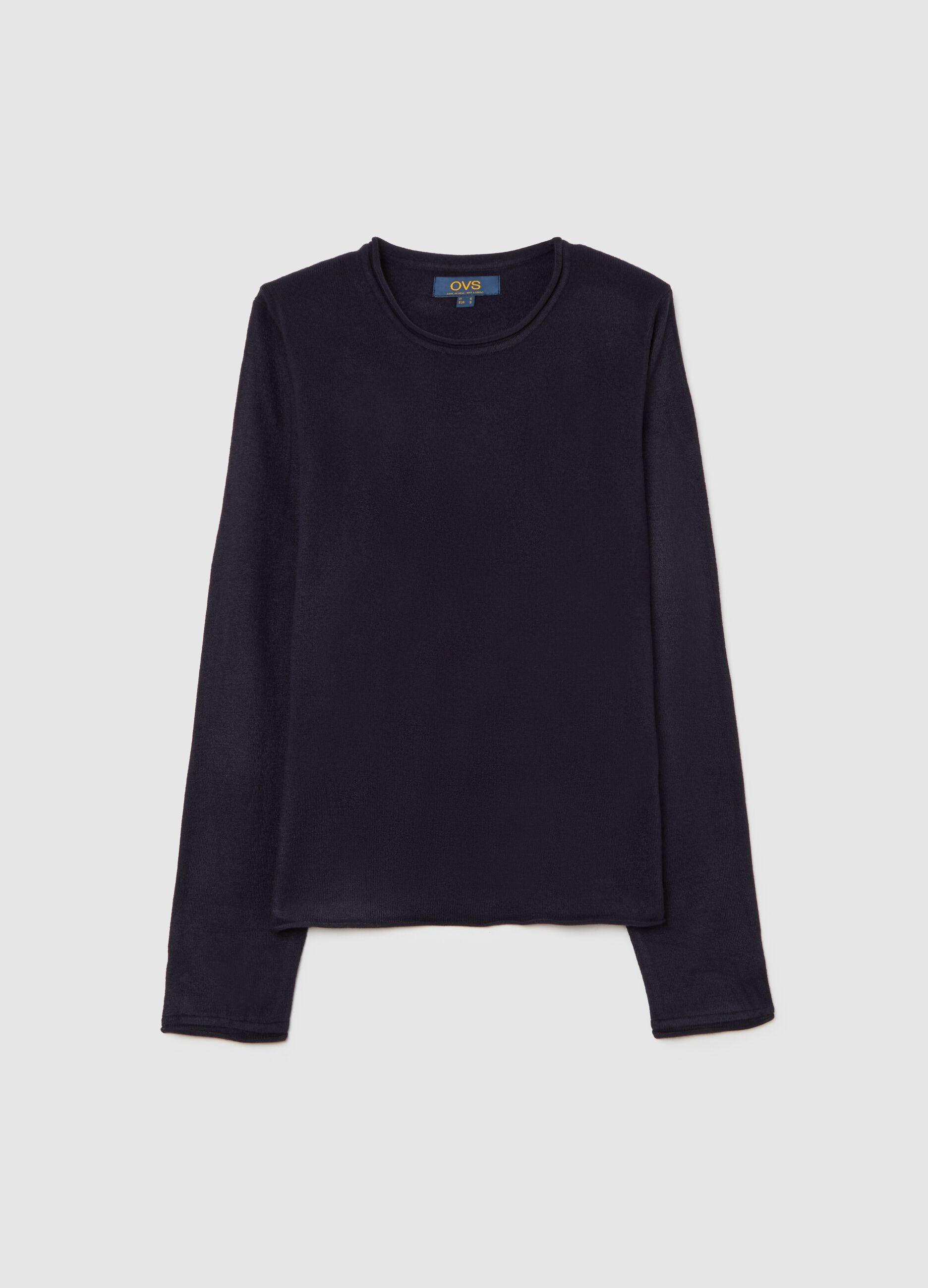 Black Crew Neck Jumper in Pure Acrylic