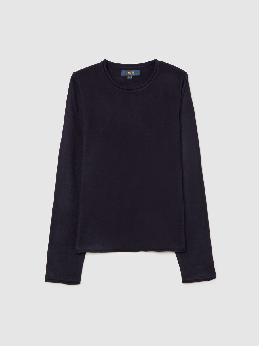 Black Crew Neck Jumper in Pure Acrylic_0