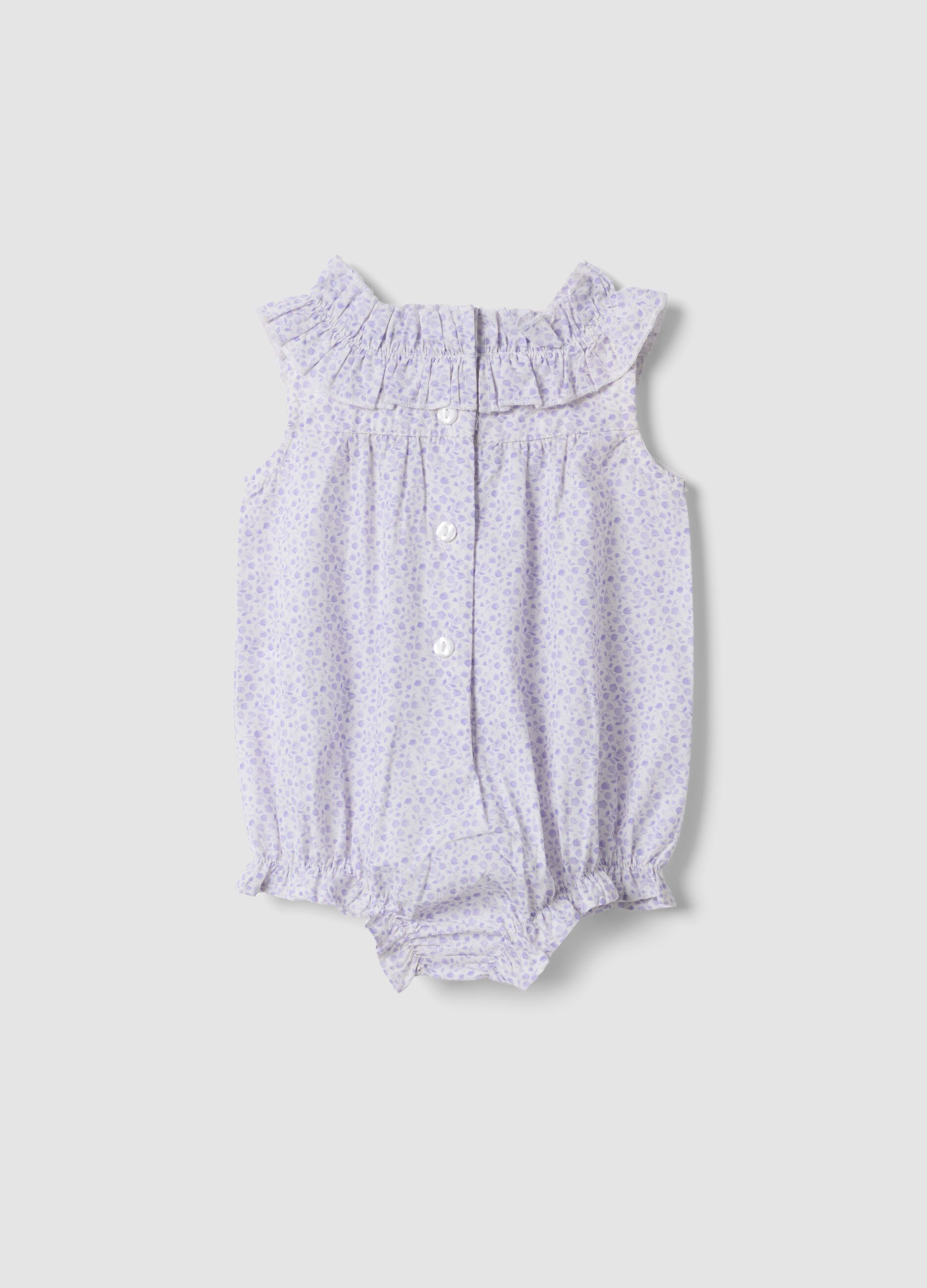 Purple pure cotton baby romper with classic collar
