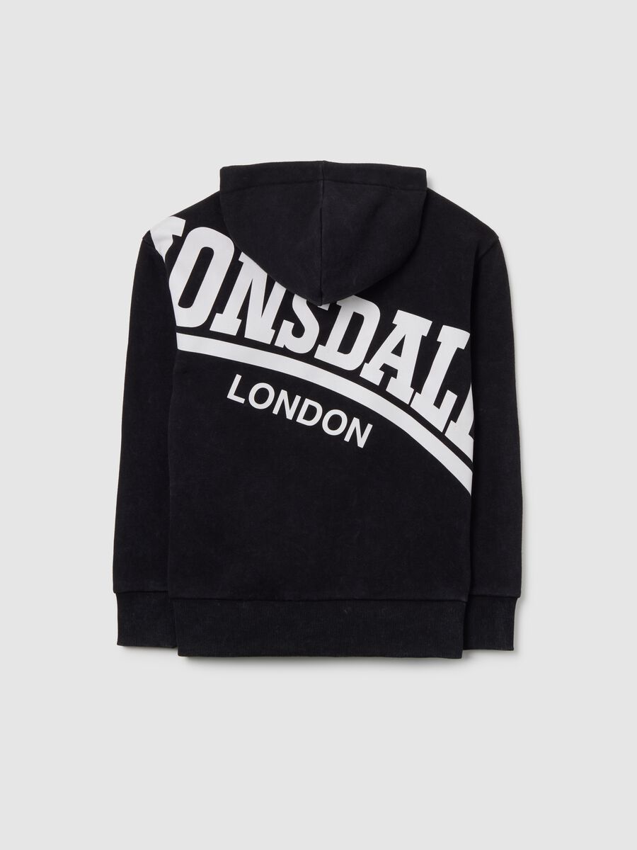 Children's black cotton blend hoodie regular fit with zip_4