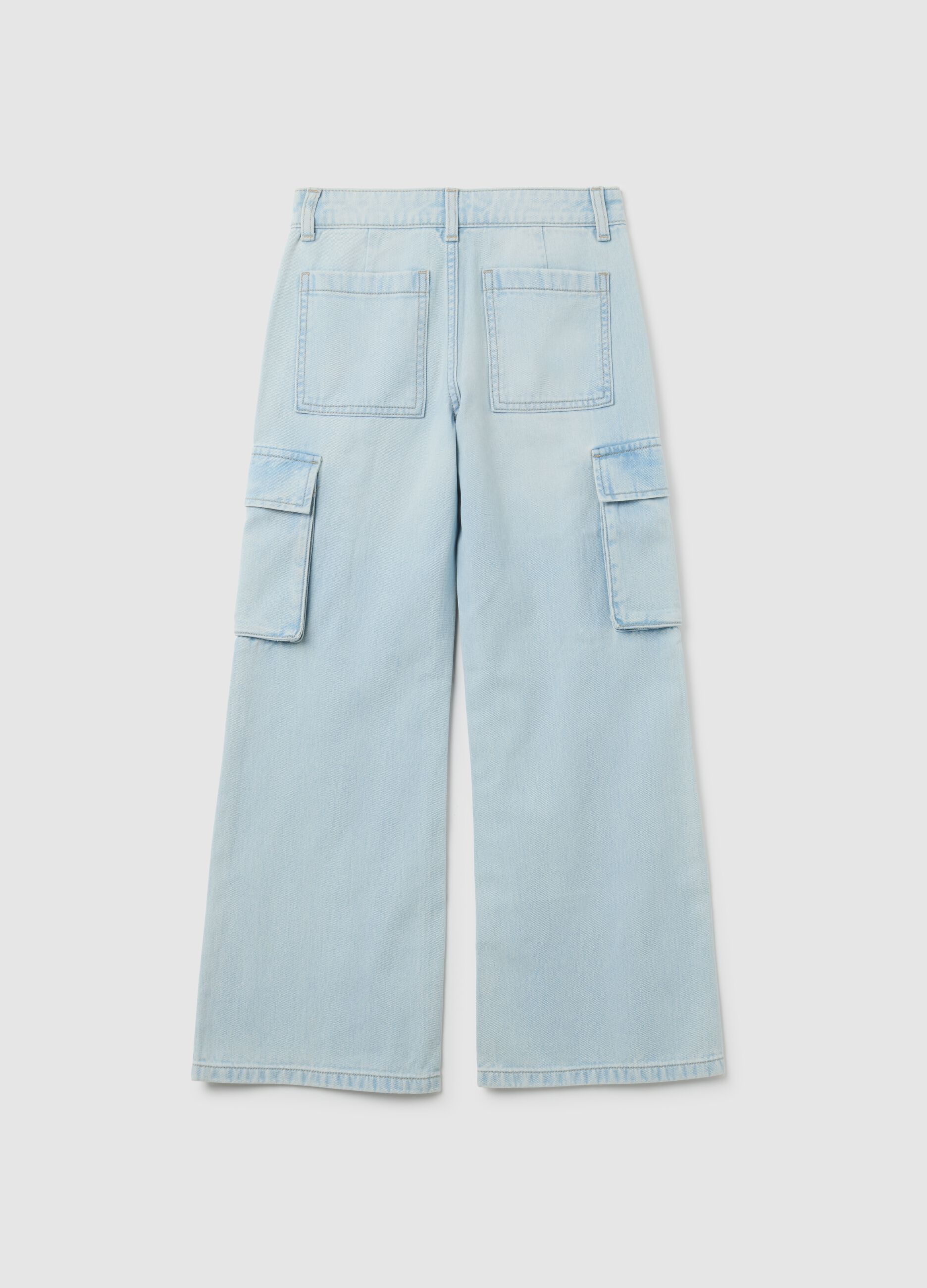 Jeans da ragazze in puro cotone azzurri relaxed fit