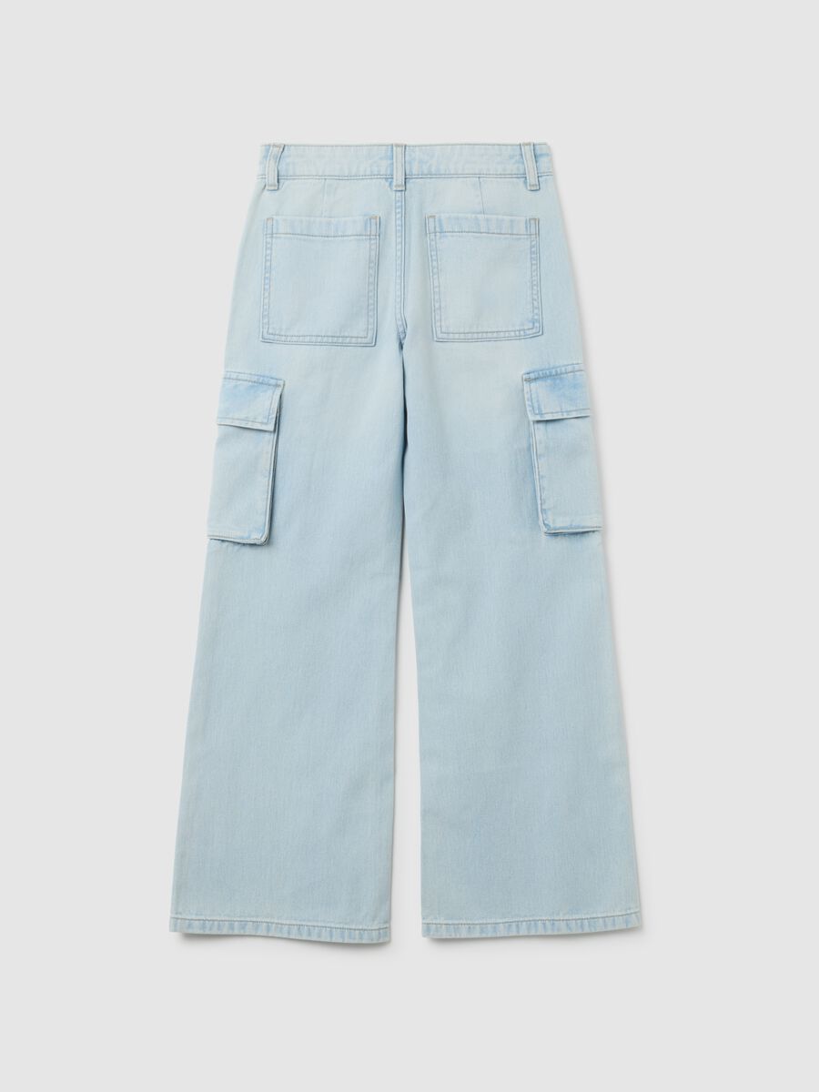 Jeans da ragazze in puro cotone azzurri relaxed fit_1