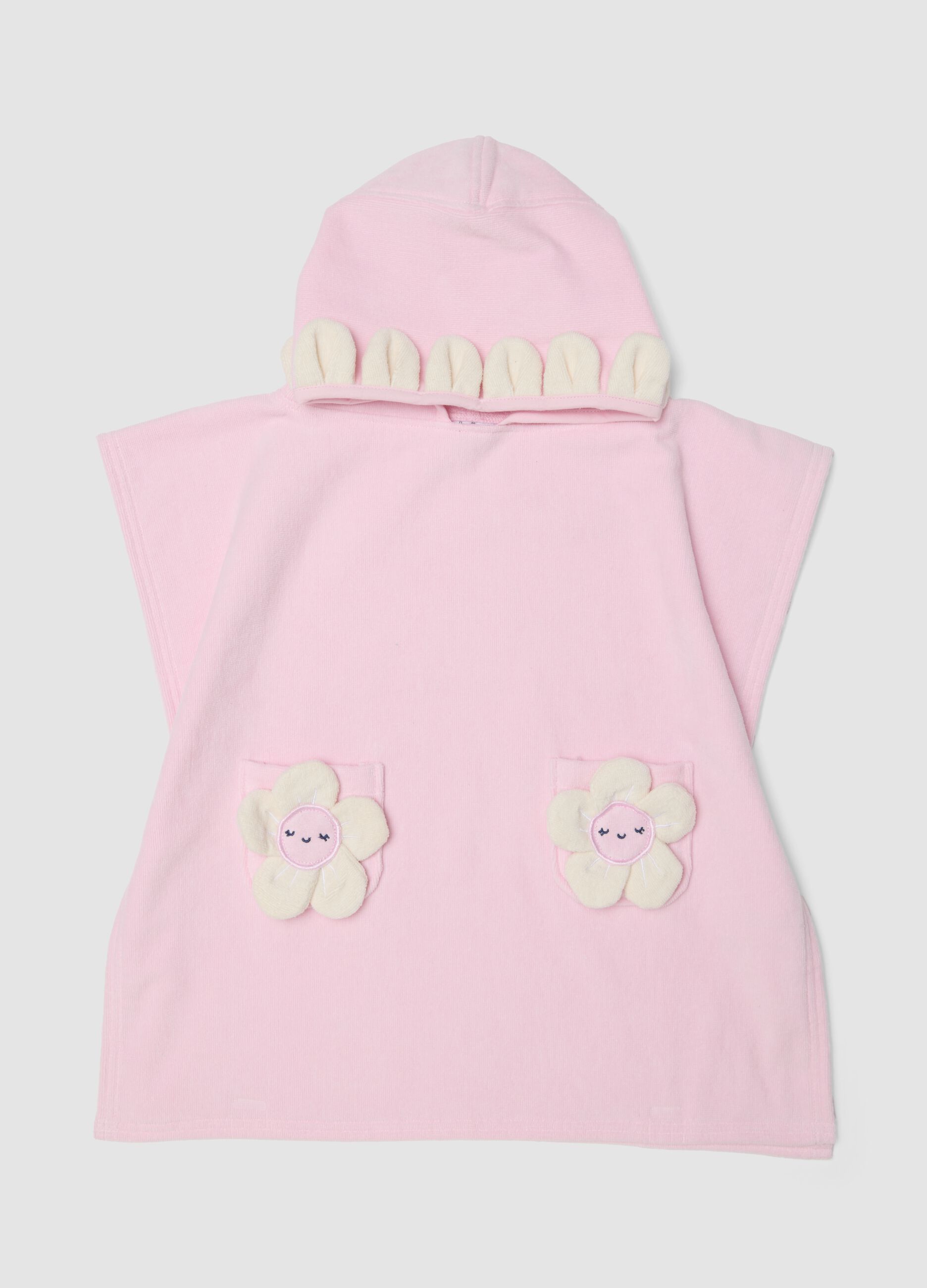 Pink organic cotton hooded poncho