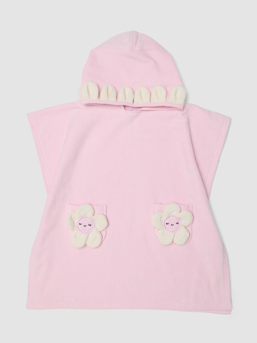 Pink organic cotton hooded poncho_0