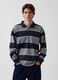 Light grey striped stretch cotton polo_0