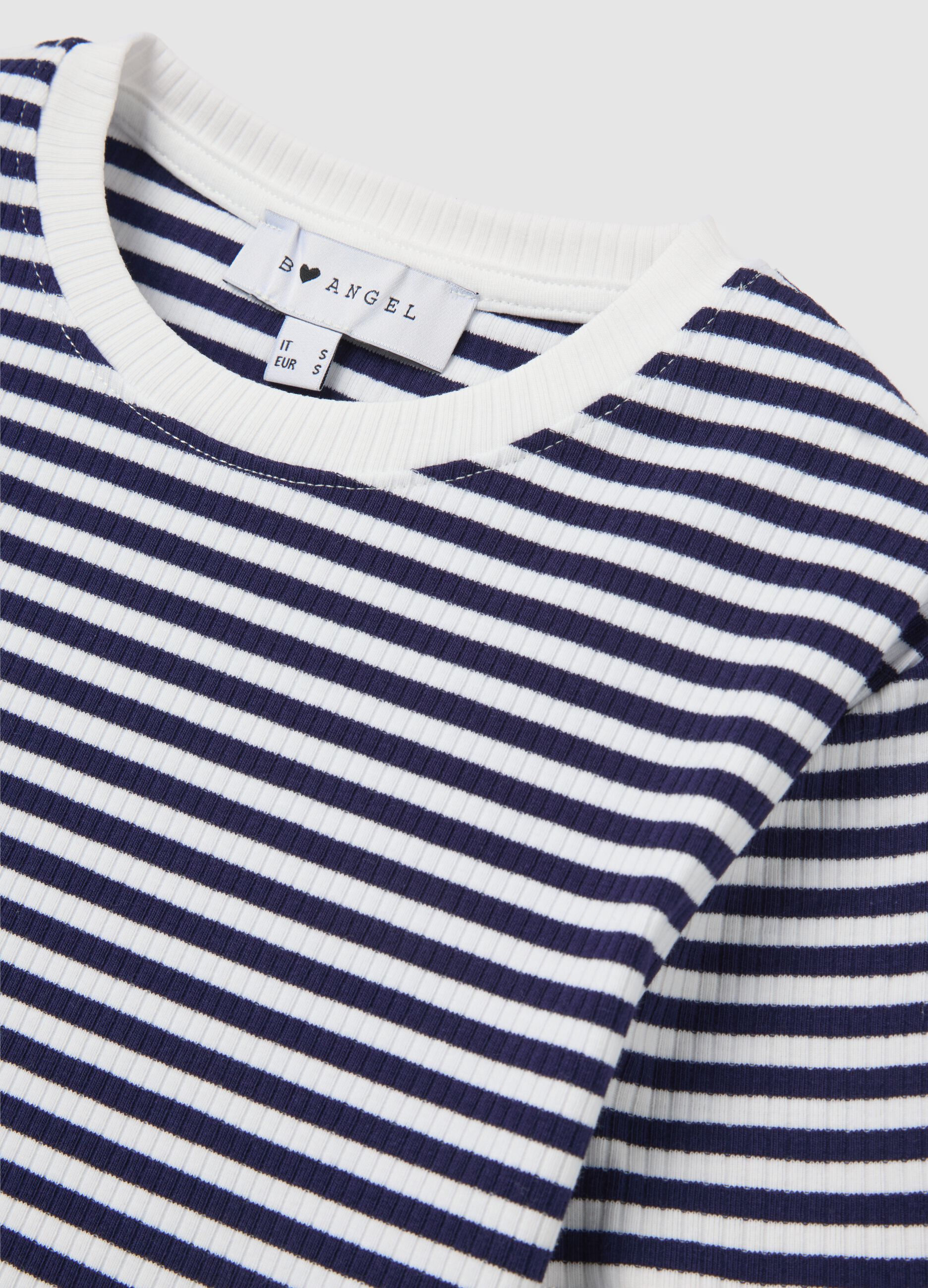 T-shirt da donna in cotone elasticizzato multicolor fitted