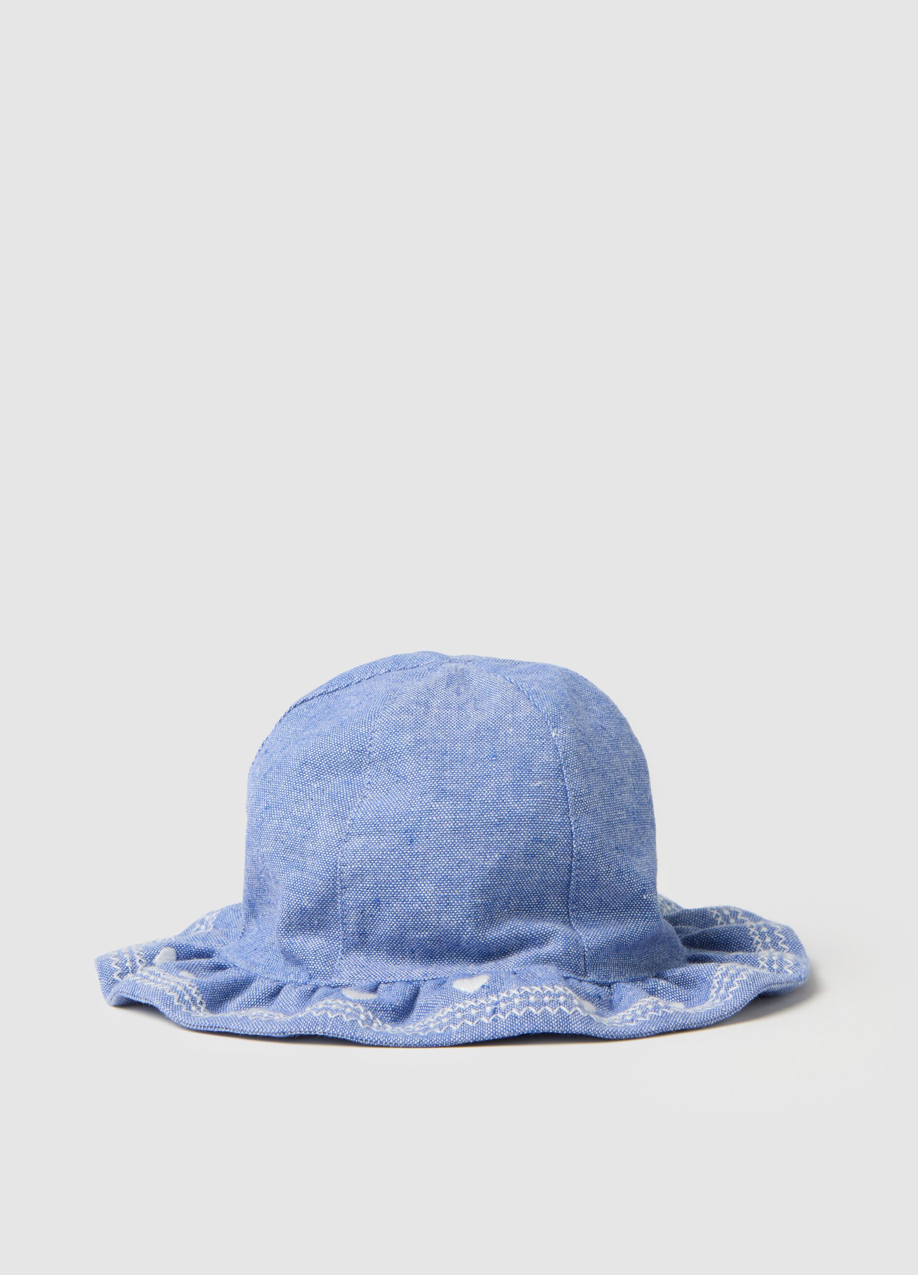 Blue regular fit baby hat with decorative bow