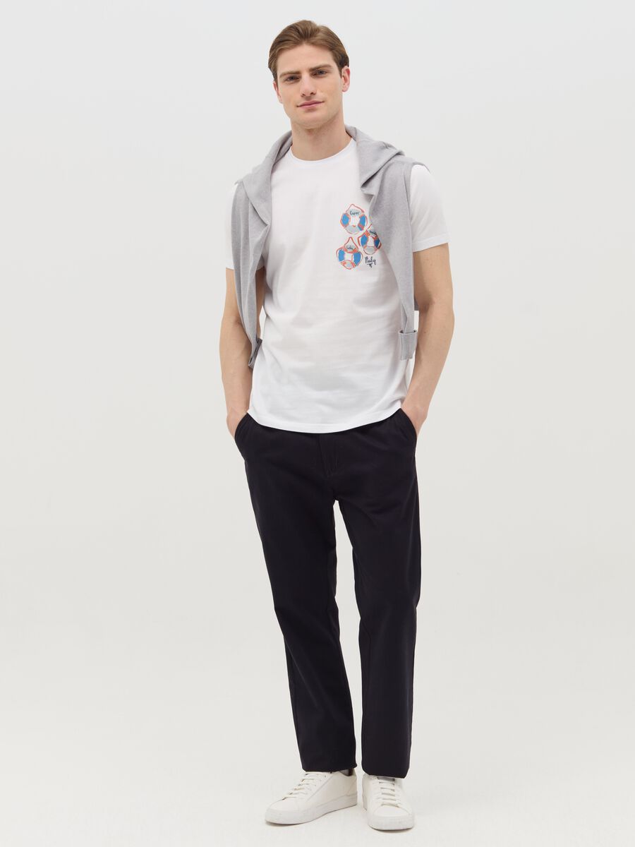 Cotton T-shirt with coastal cities motif print_1