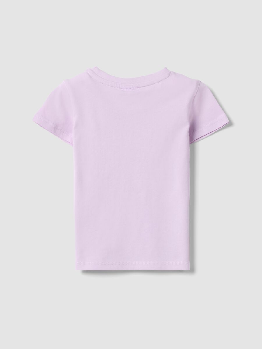 Purple organic cotton girls&rsquo; T-shirt with seaside print_1