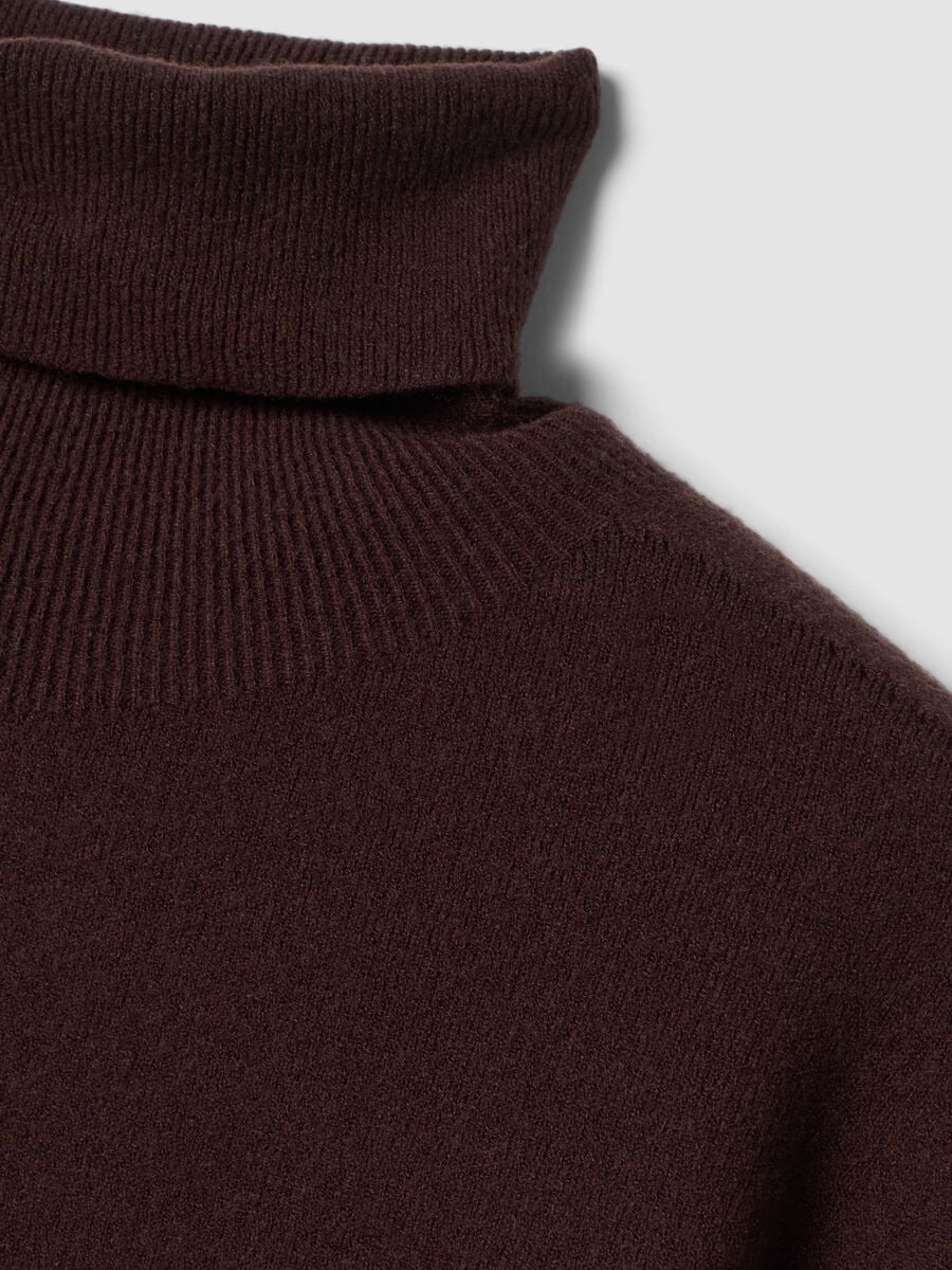Brown high-neck jumper in viscose and wool blend, regular fit_1