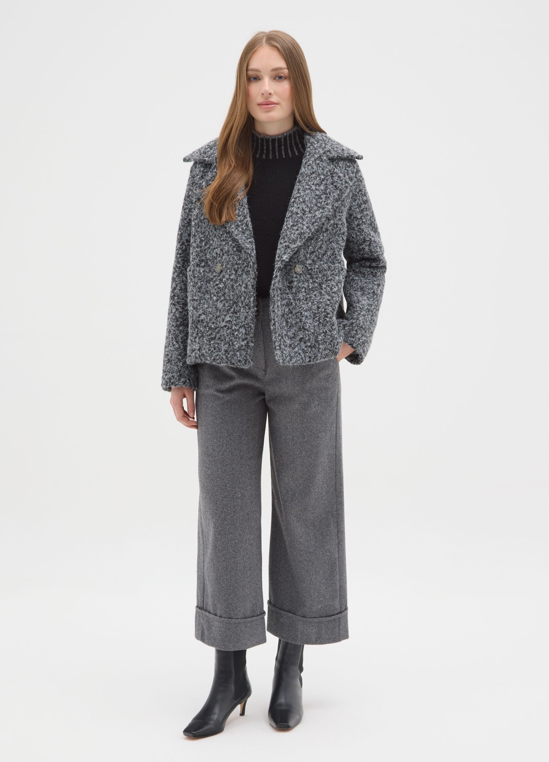 Giacca doppiopetto grigia regular fit con bottoni