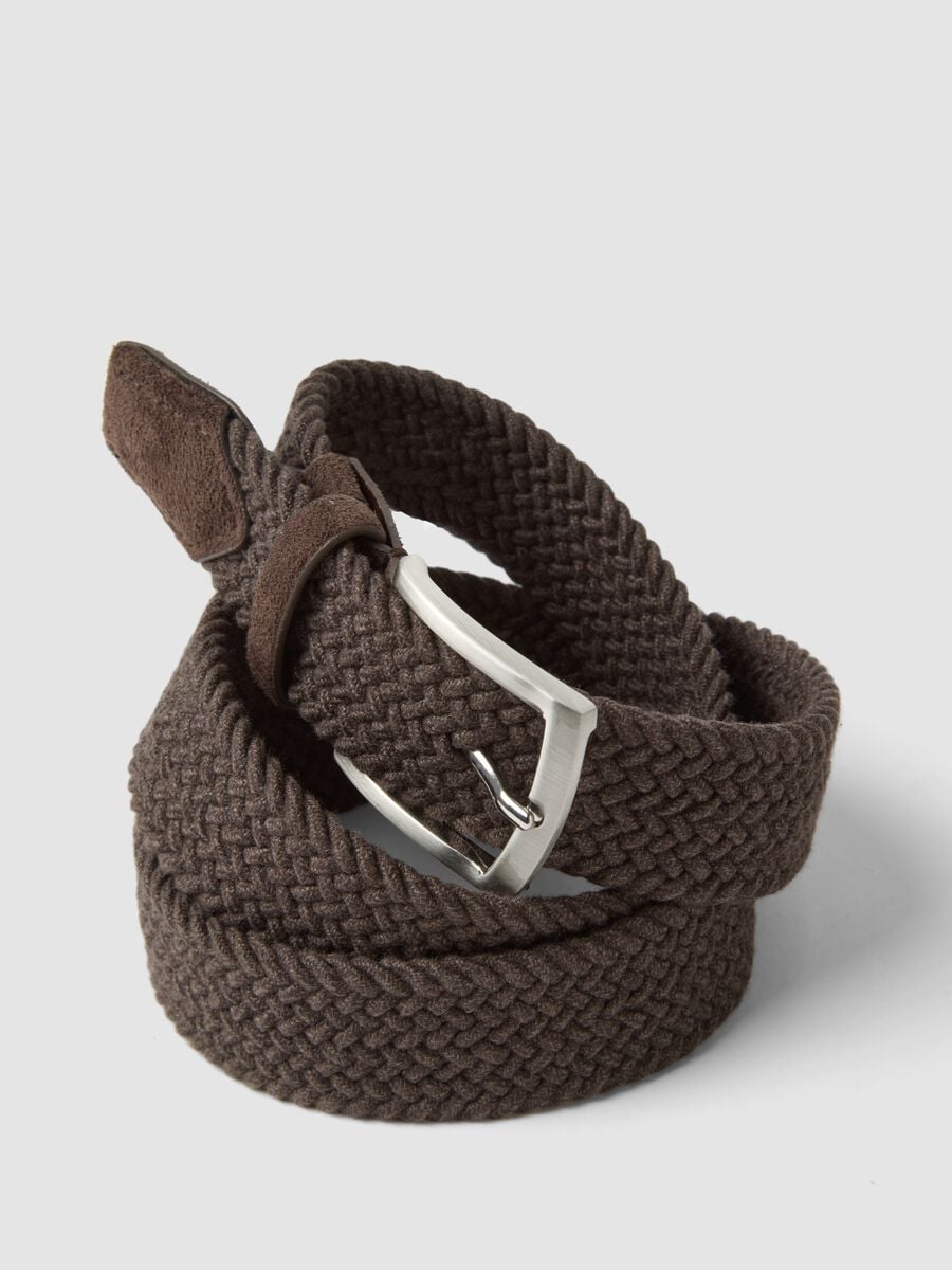 Cintura marrone intrecciata in misto cotone_2