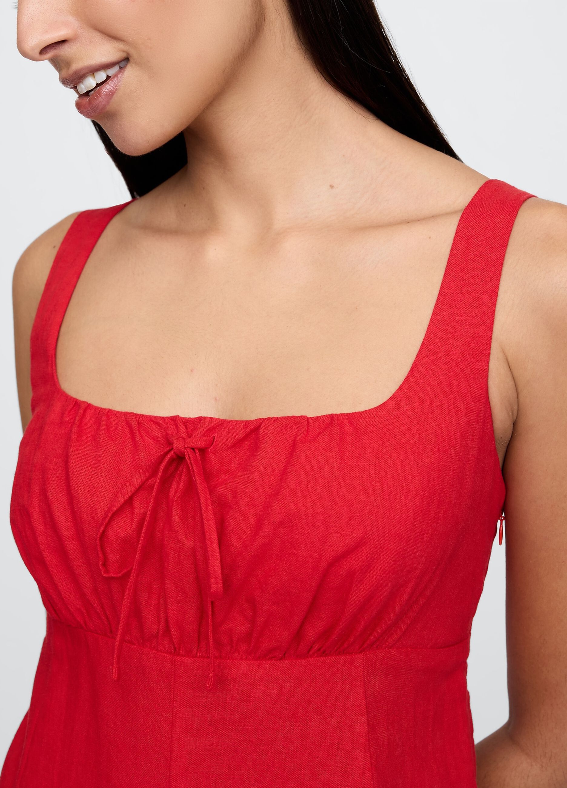 Gap Red Long Linen and Viscose Dress