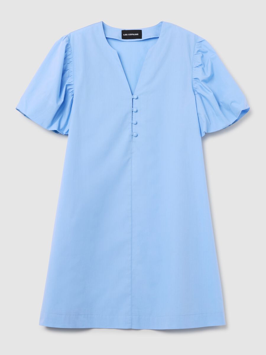 Women's light blue pure cotton dress with regular fit_4