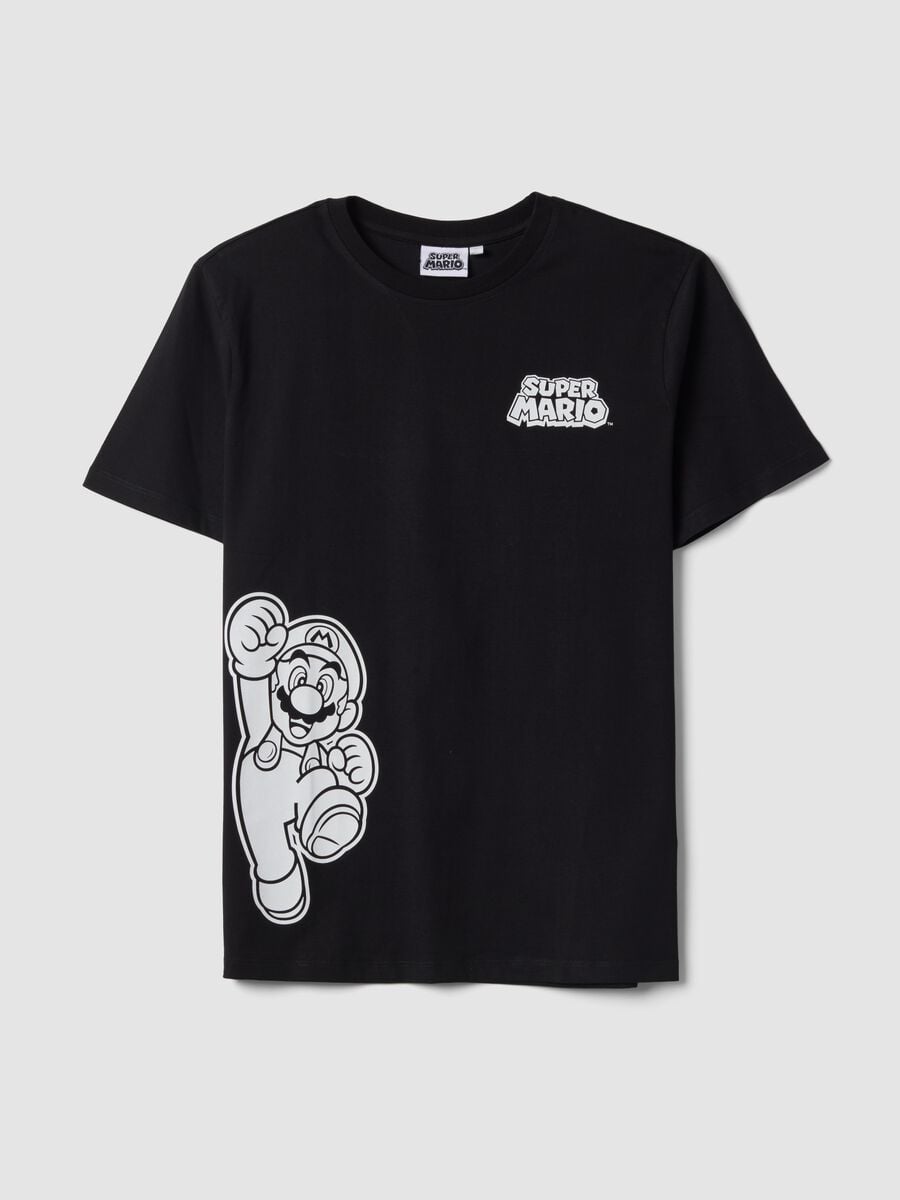 Black pure cotton T-shirt with graphic print_0
