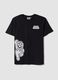 Black pure cotton T-shirt with graphic print_0