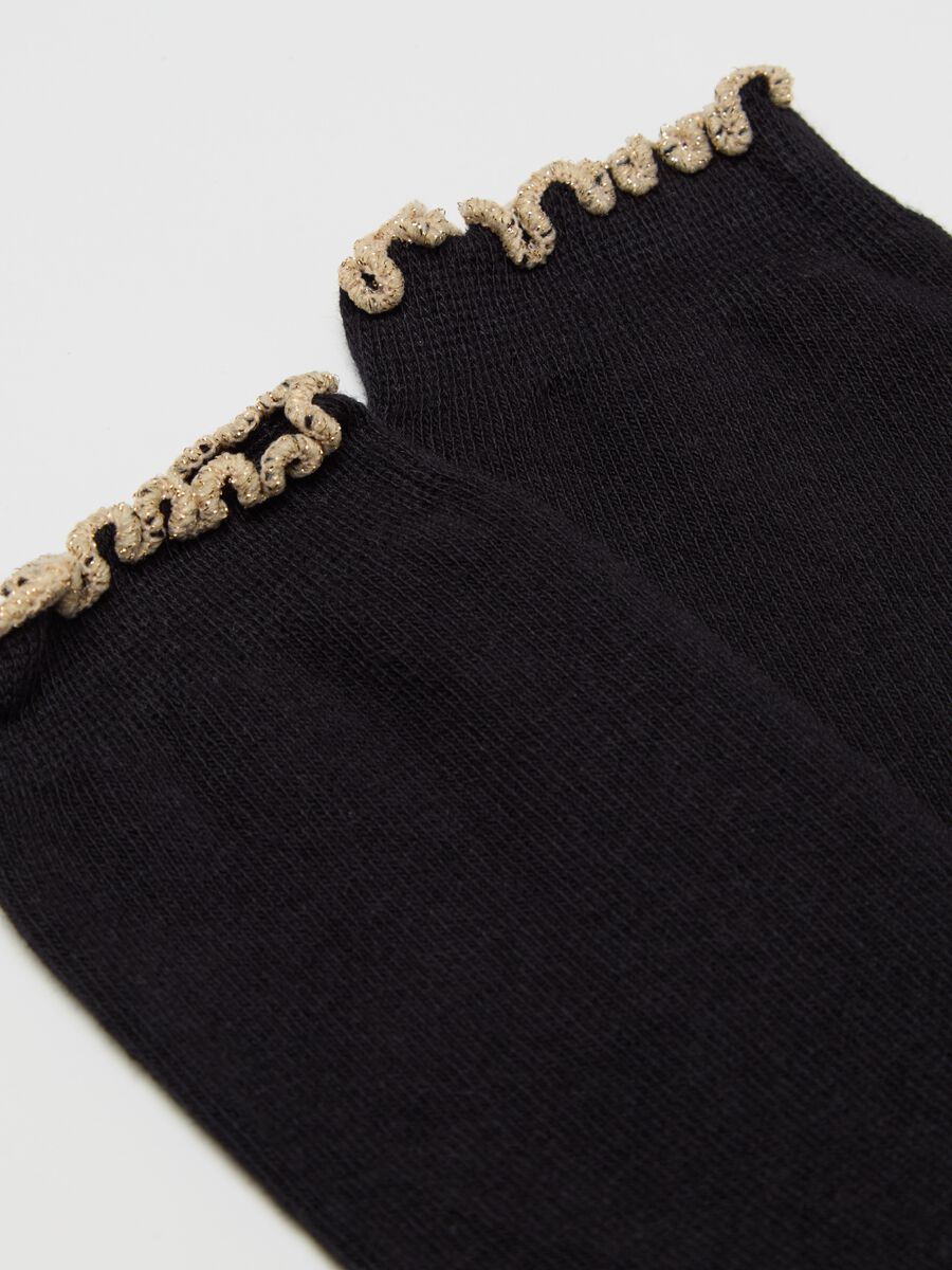 Two-pair pack short socks with wavy edging_1