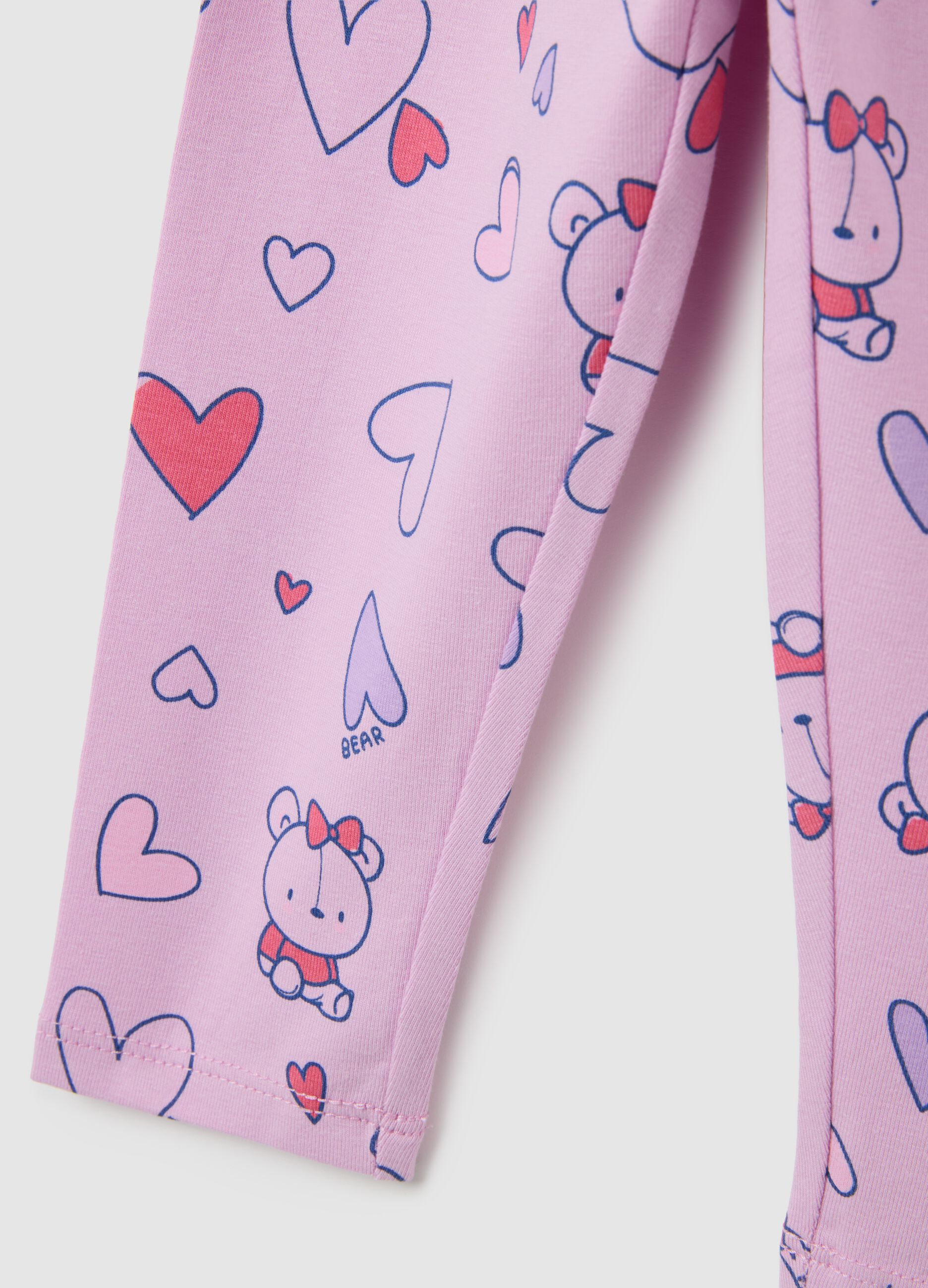 Girls' Pink Cotton Leggings Regular Fit