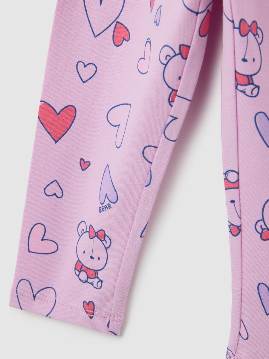Girls' Pink Cotton Leggings Regular Fit_2