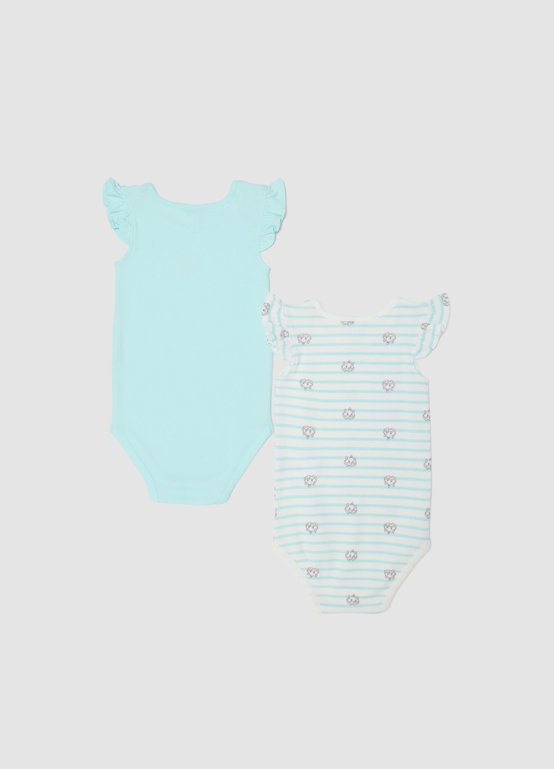 2-pack of sky-blue bodysuits in pure organic cotton