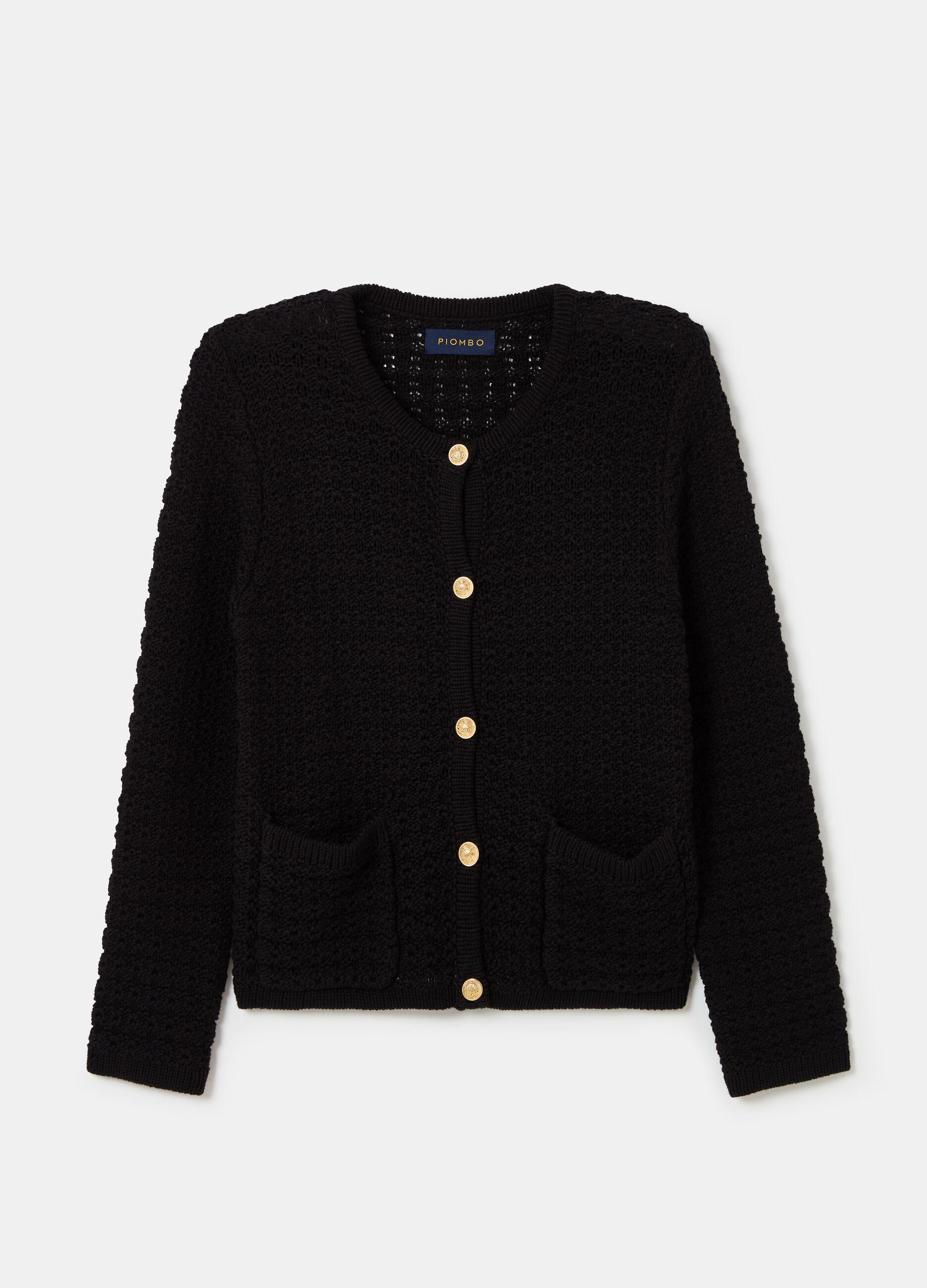 Giacca cardigan con bottoni lavorati