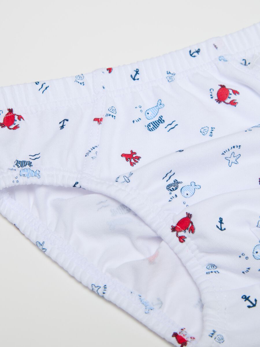 Three-pack briefs in cotton with fish print_3