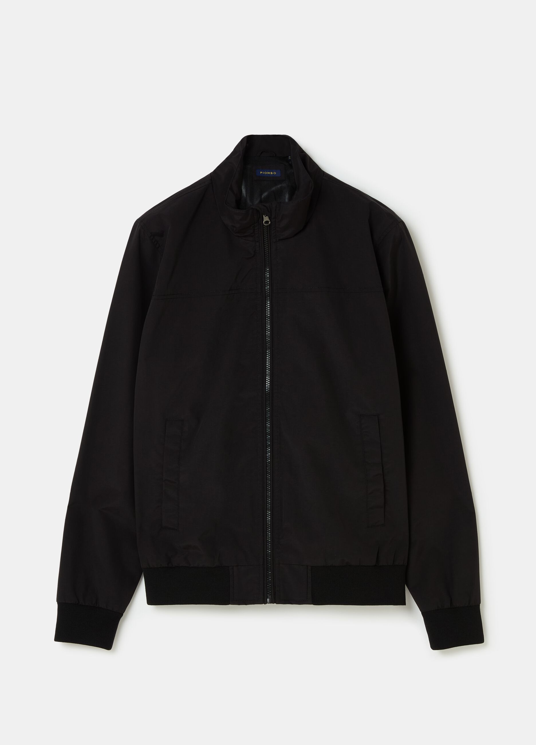 Full-zip bomber jacket with high neck