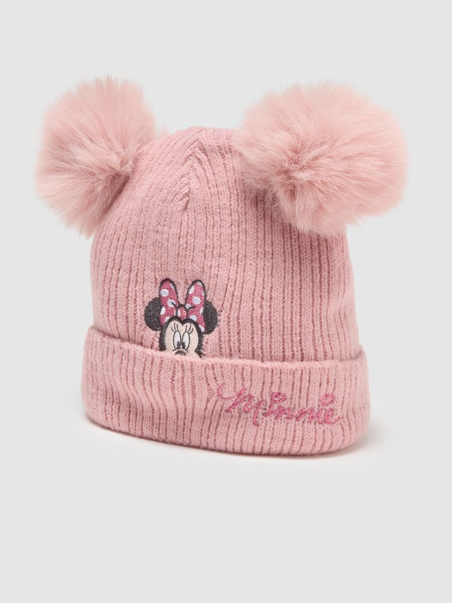 Pink girl's hat with pom pom and Disney embroidery_2