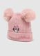 Pink girl's hat with pom pom and Disney embroidery_2