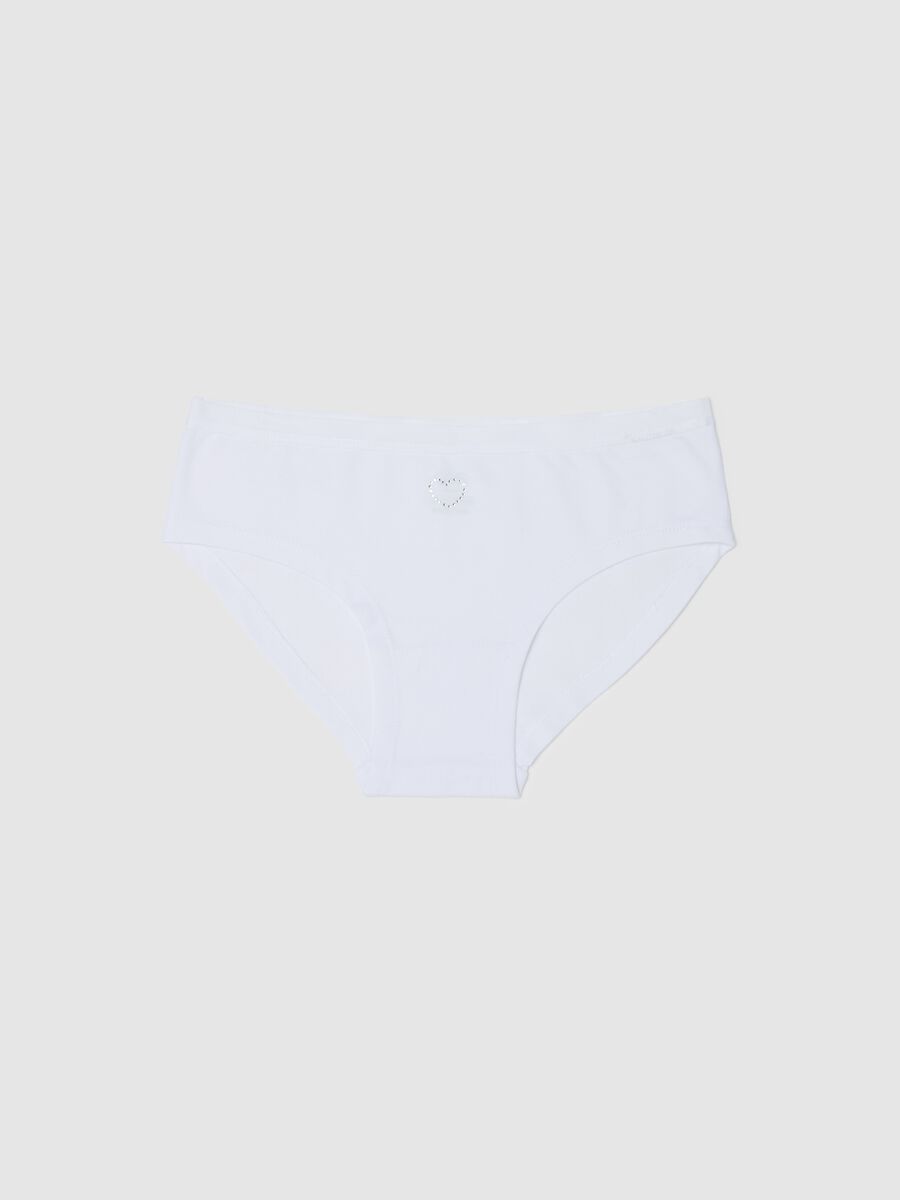 Culotte in cotone stretch con cuore di strass _0