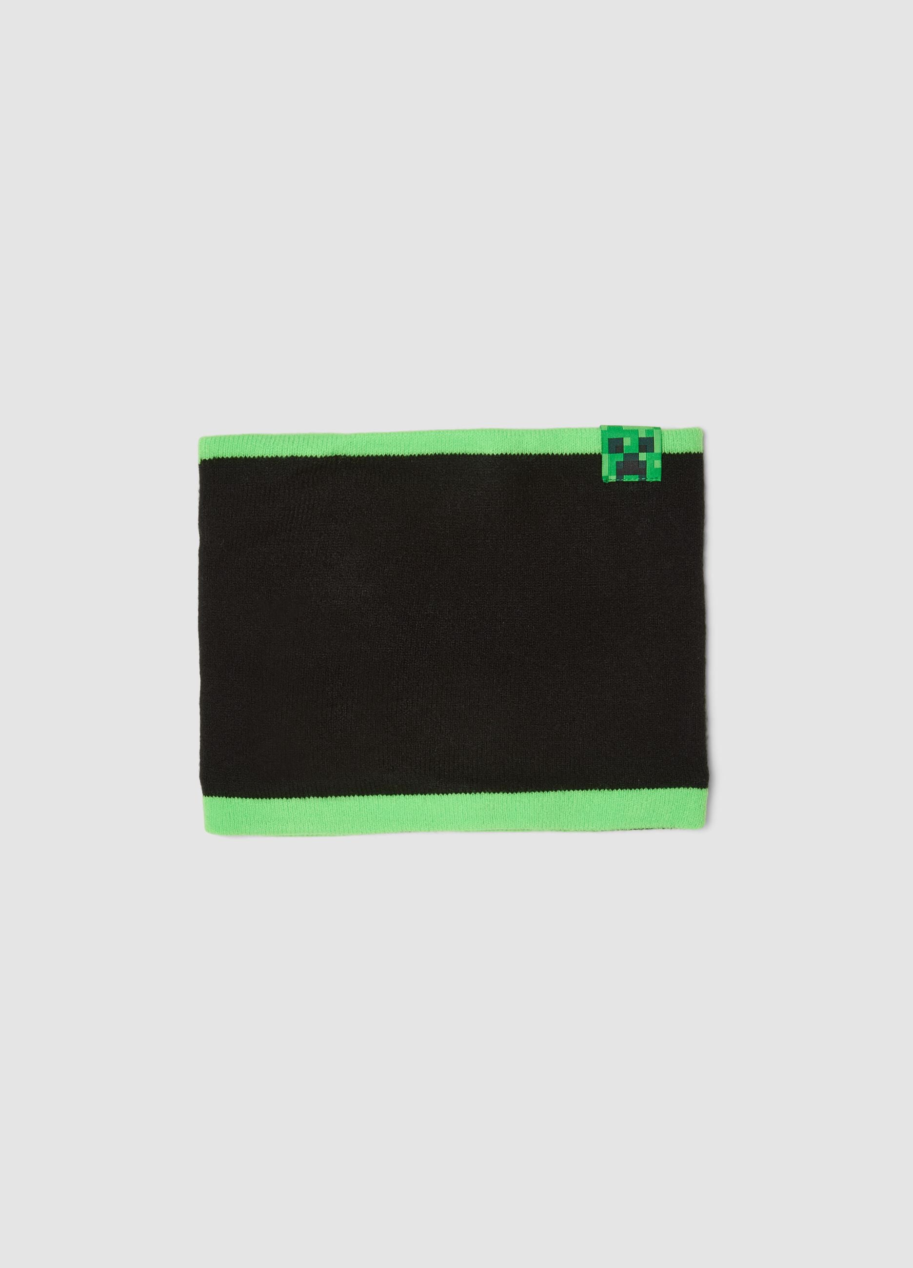 Sciarpa nera e verde in maglia a tema Minecraft