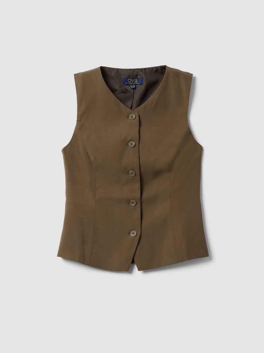 Gilet verde in misto viscosa slim fit_4