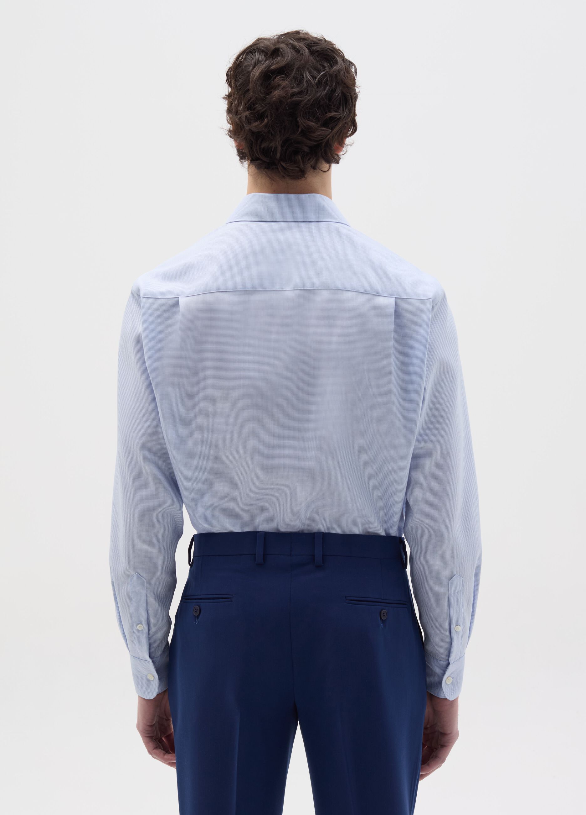 Regular-fit no-iron micro check shirt
