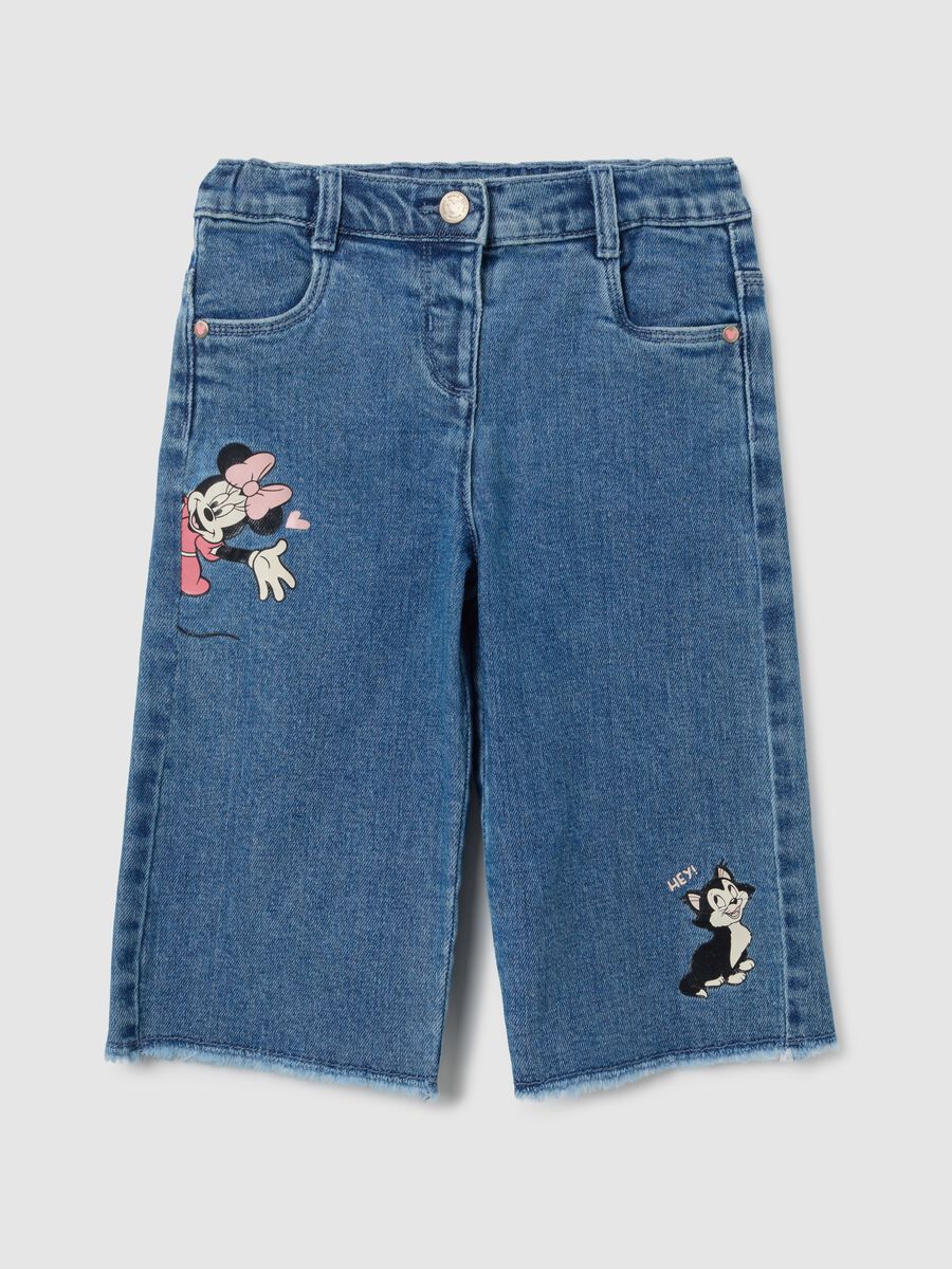 Pantaloni da bambina in denim elasticizzato blu flare_0