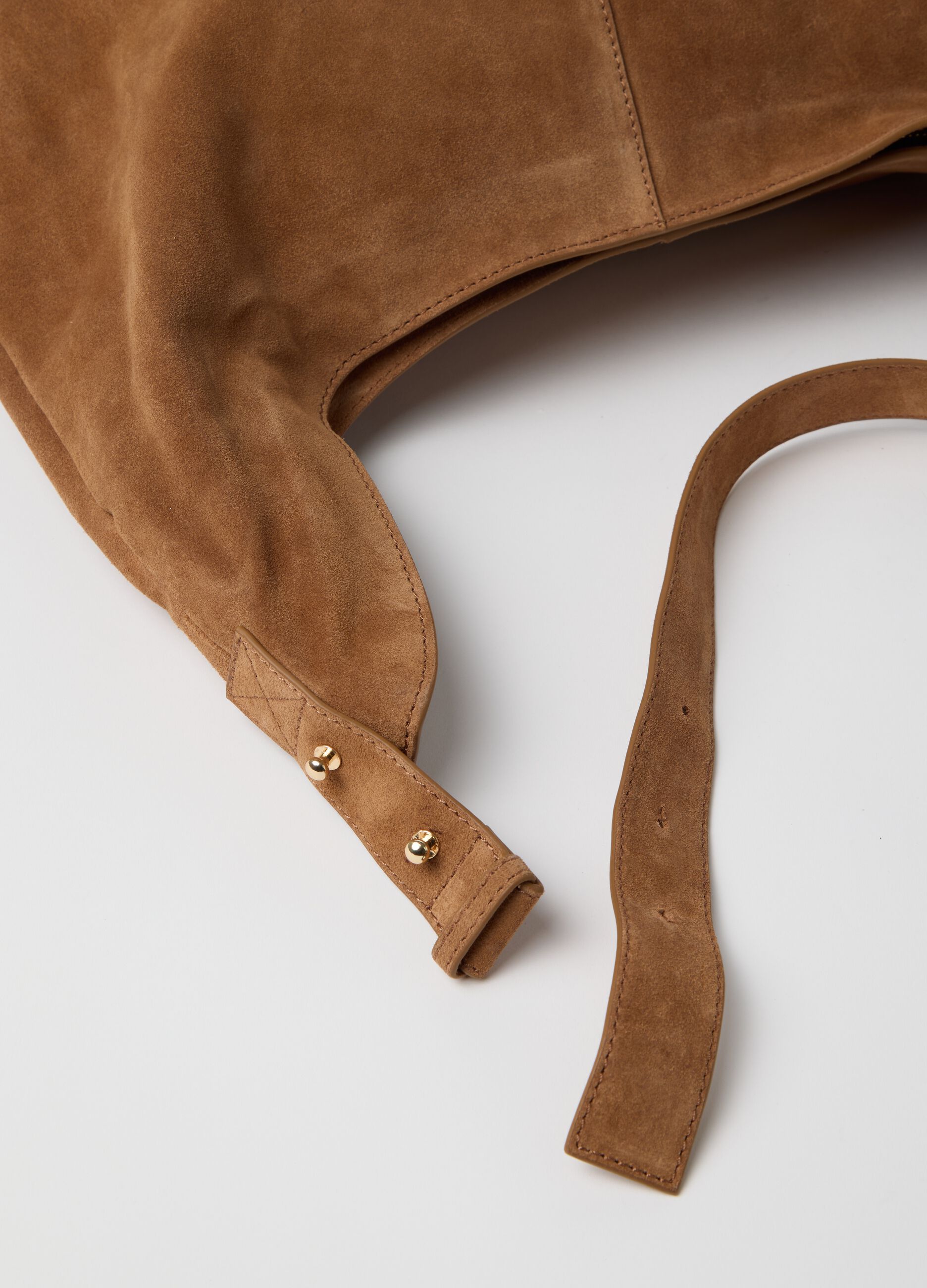 Contemporary brown hobo bag in suede
