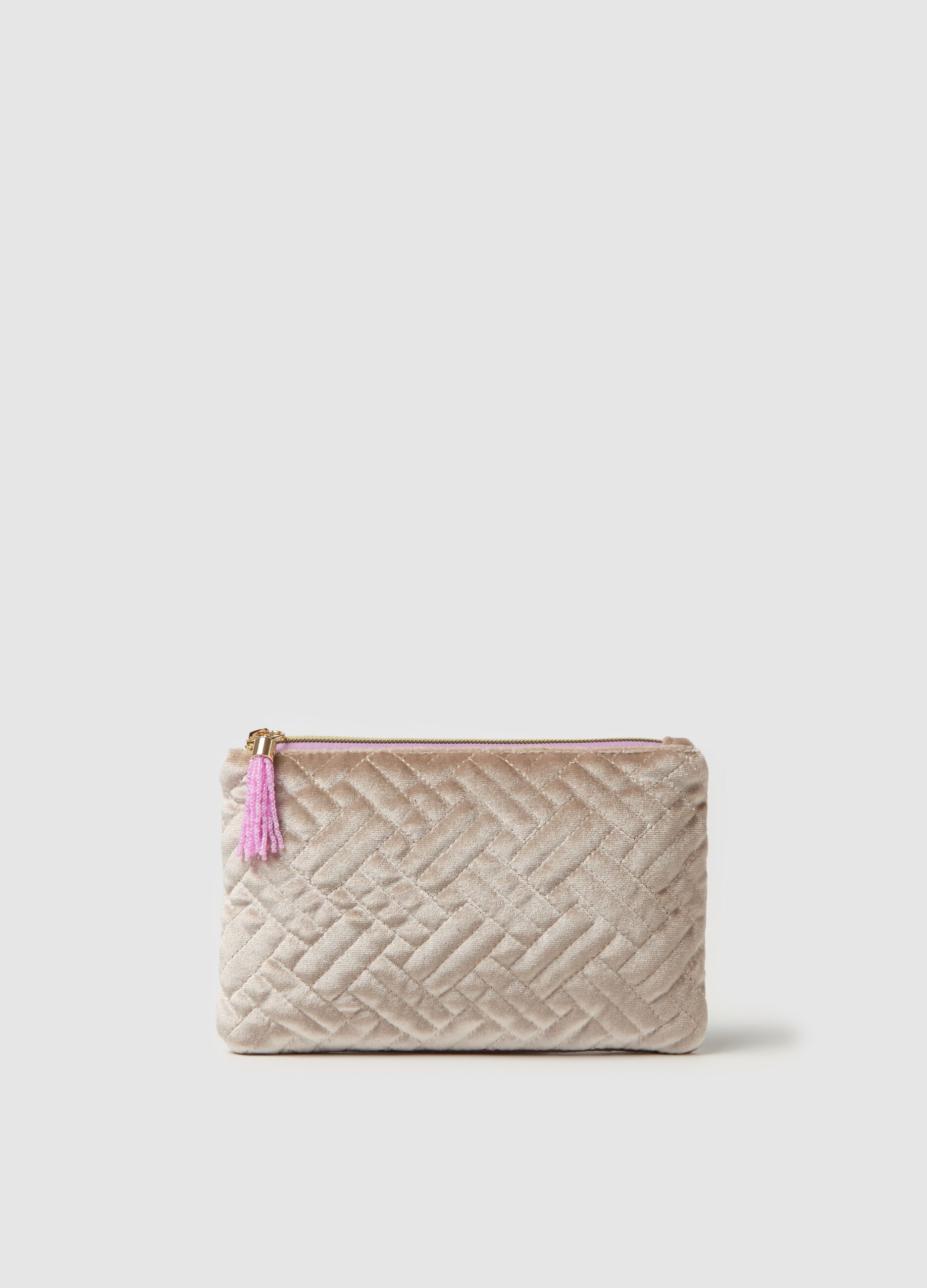 Flat beauty case in quilted velvet