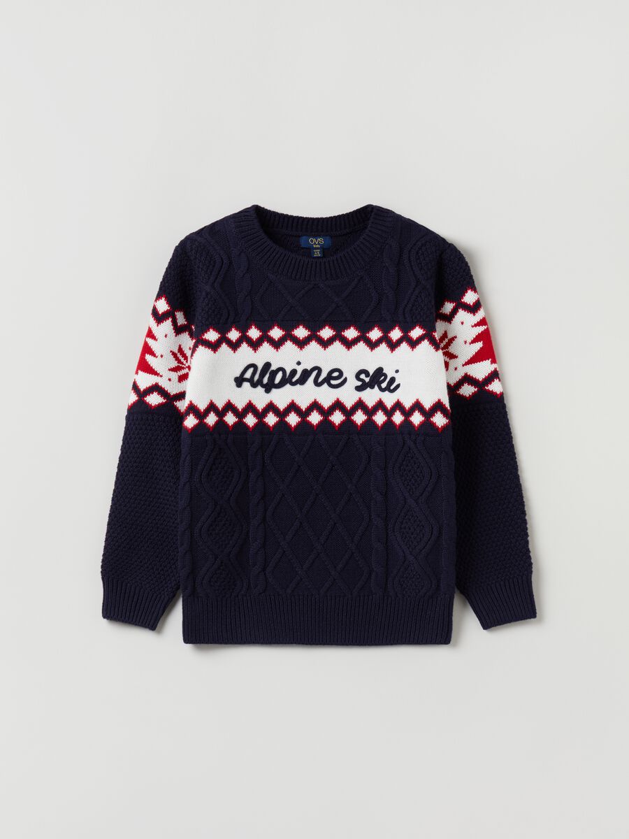 Pullover a trecce con disegno jacquard_0