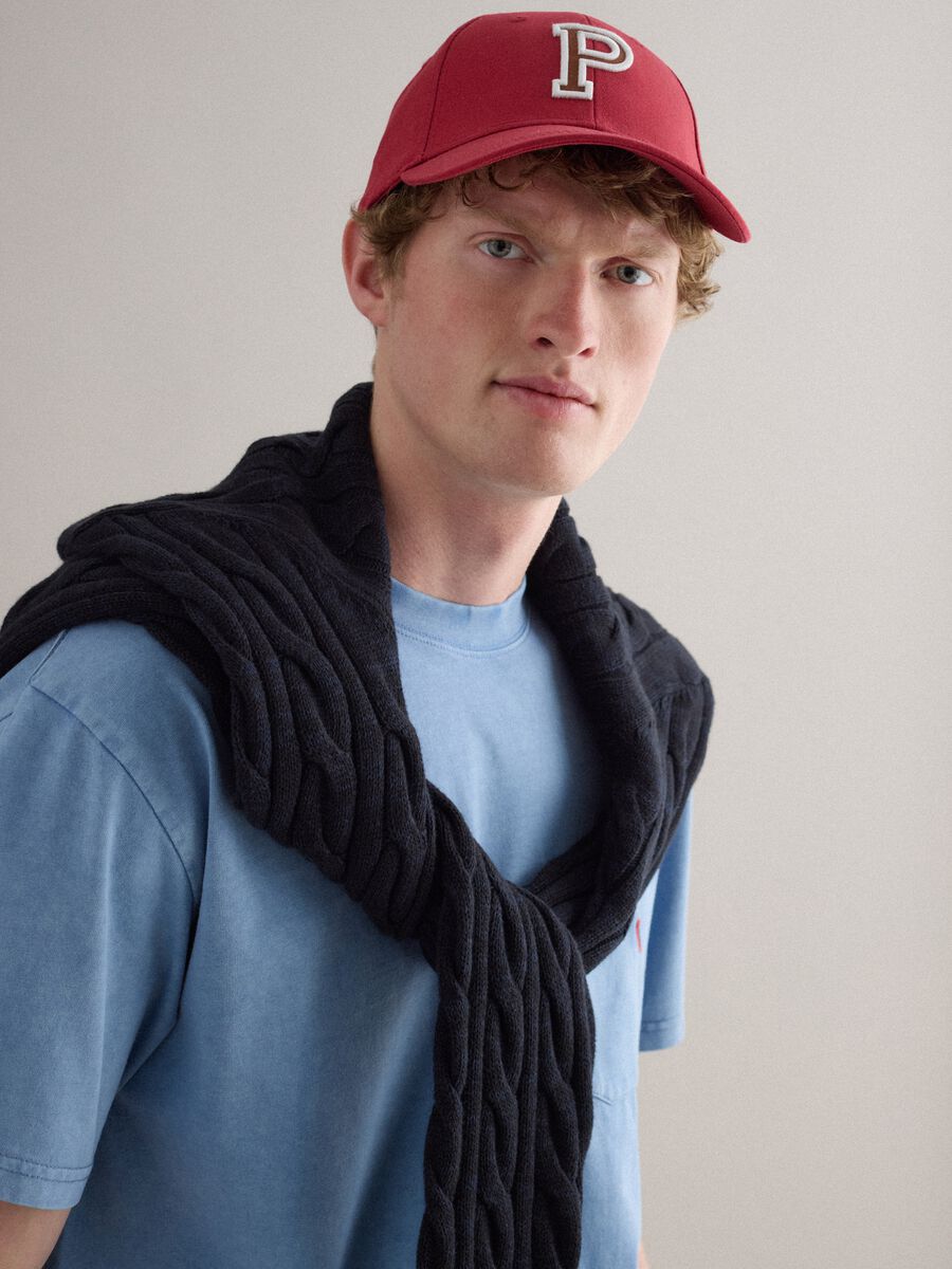 Sky blue pure cotton crew neck T-shirt with relaxed fit_0