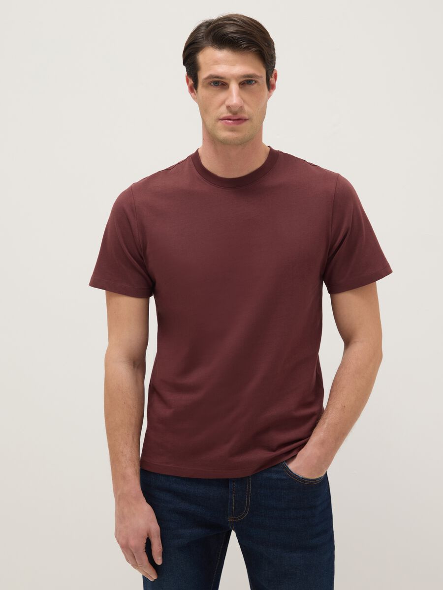 Red pure cotton regular fit T-shirt_0