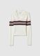 Slim fit multicoloured striped viscose-blend jumper with polo collar_4
