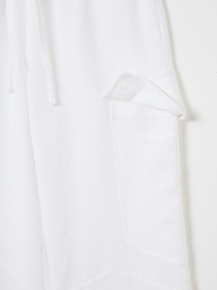 Cargo Linen Wide Leg Pants White_5