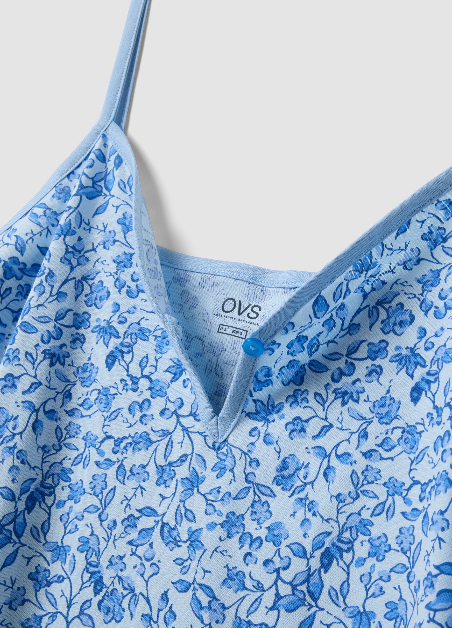 Light blue organic cotton floral print nightdress