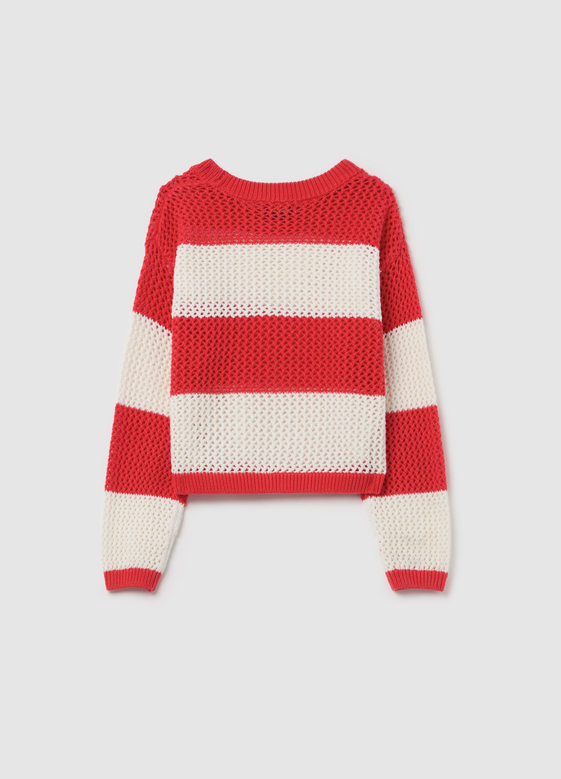 Pullover a righe con trama traforata 